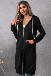 Robe à capuche zippée avec cordon de serrage et imprimé léopard